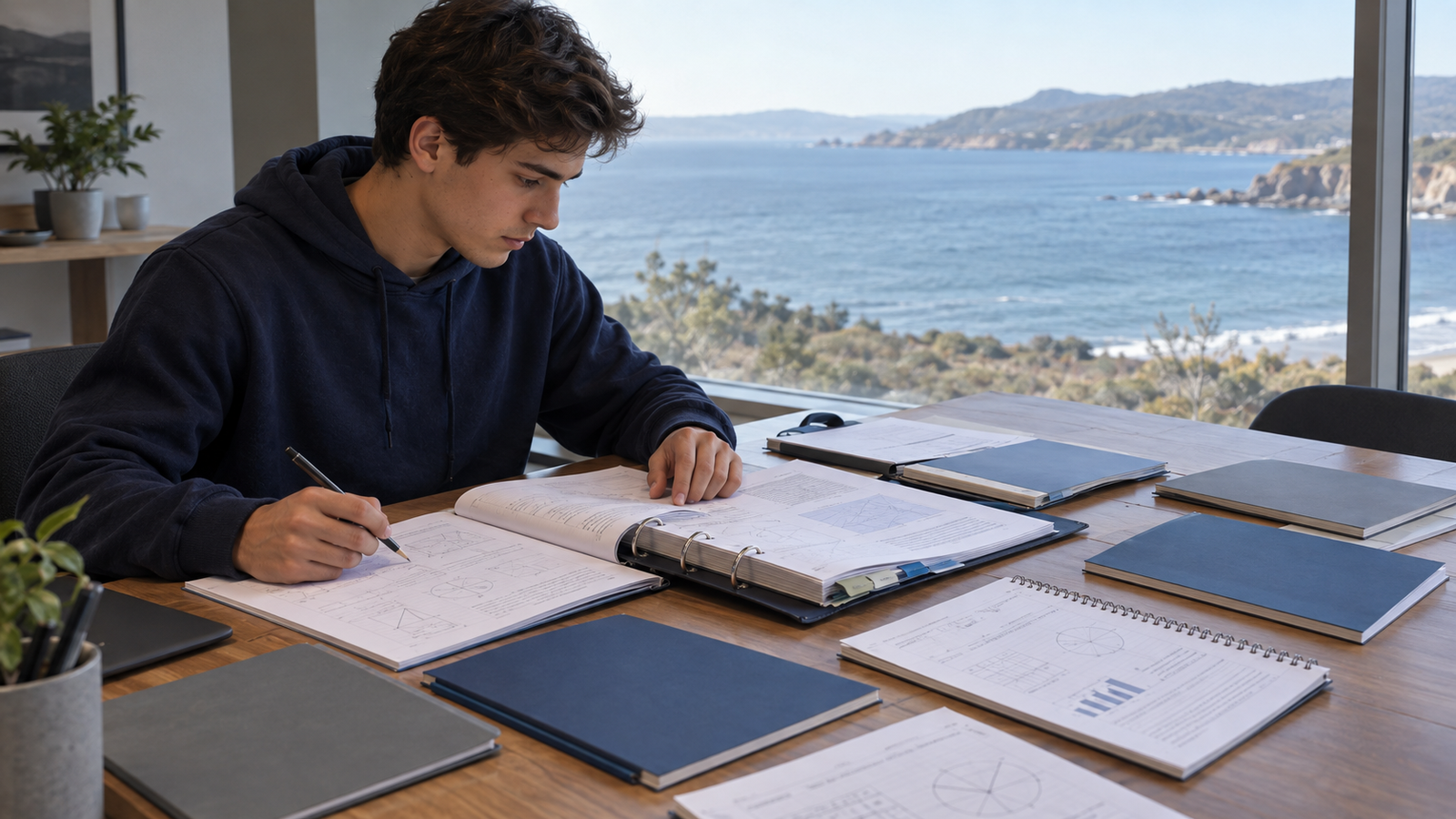 Estudiante preparando su ingreso a una escuela matriz